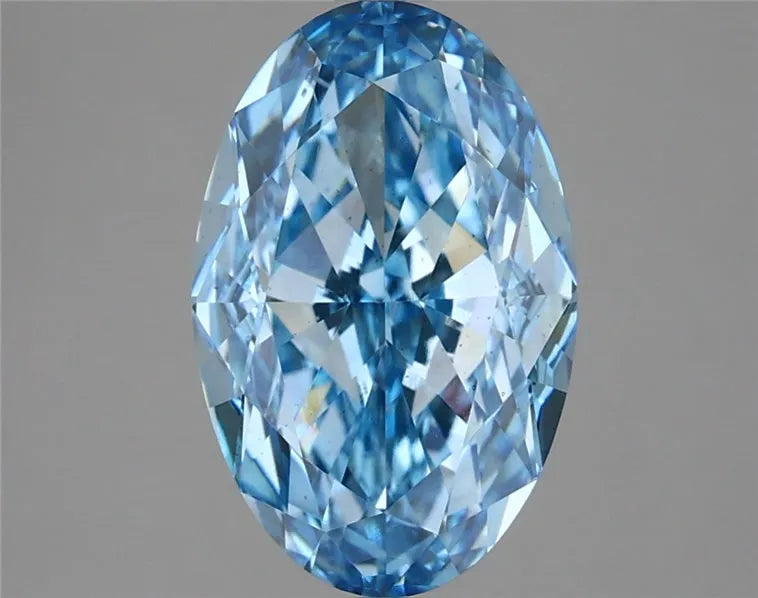4.04ct Oval Lab Grown Diamond (Colour Fancy Vivid Blue, Clarity VS2, IGI Certified)