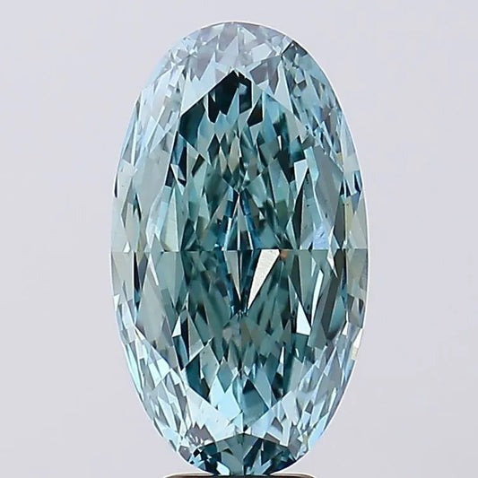 7.08ct Oval Lab Grown Diamond (Colour Fancy Vivid Greenish Blue, Clarity VS1, IGI Certified)