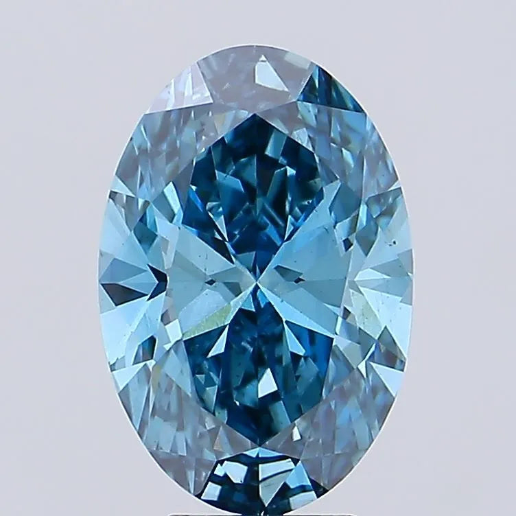 5.18ct Oval Lab Grown Diamond (Colour Fancy Vivid Blue, Clarity VS2, IGI Certified)
