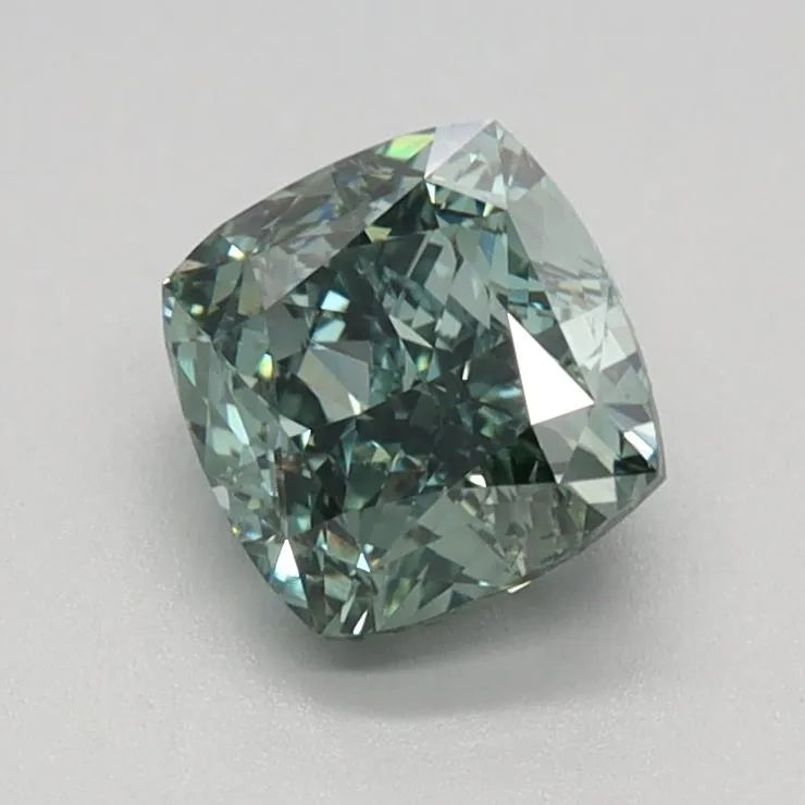 1.00ct Cushion modified Lab Grown Diamond (Colour Fancy Vivid Green, Clarity VS1, IGI Certified)