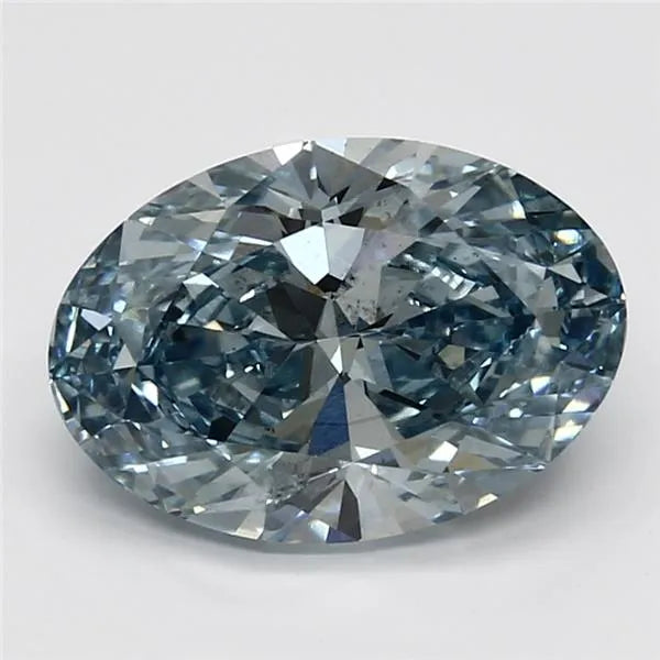 4.15ct Oval Lab Grown Diamond (Colour Fancy Vivid Blue, Clarity VS2, IGI Certified)