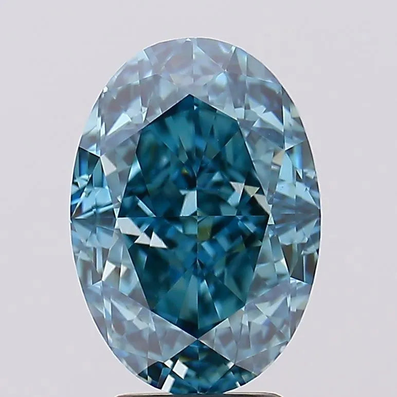 5.20ct Oval Lab Grown Diamond (Colour Fancy Vivid Blue, Clarity VVS2, IGI Certified)