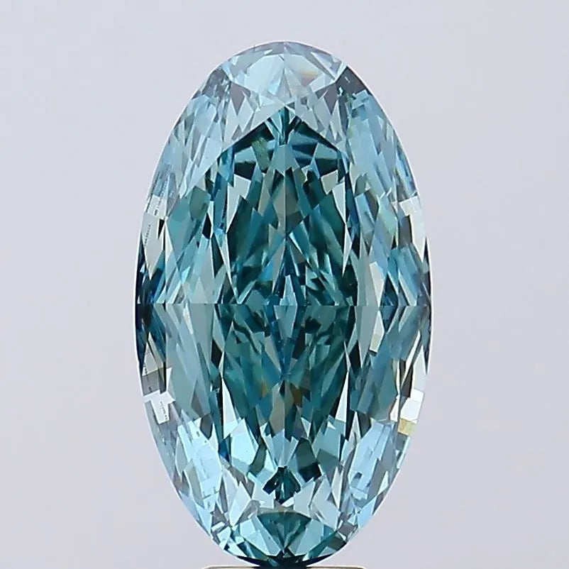 8.01ct Oval Lab Grown Diamond (Colour Fancy Vivid Green Blue, Clarity VS1, IGI Certified)