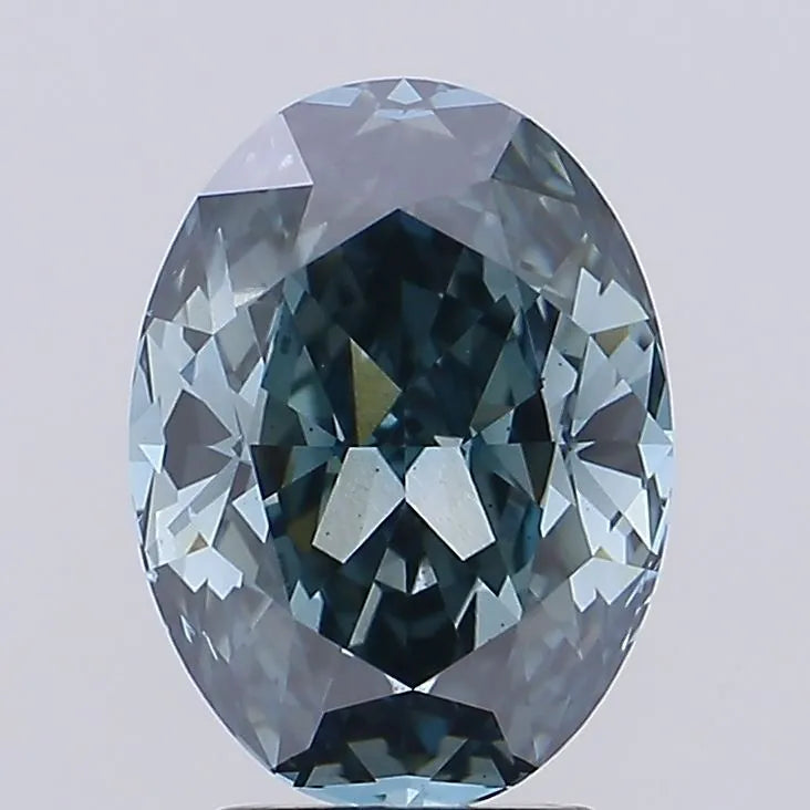 3.31ct Oval Lab Grown Diamond (Colour Fancy Deep Blue Green, Clarity VS2, IGI Certified)