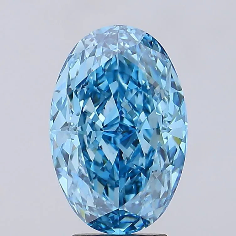 5.15ct Oval Lab Grown Diamond (Colour Fancy Vivid Blue, Clarity VVS2, IGI Certified)