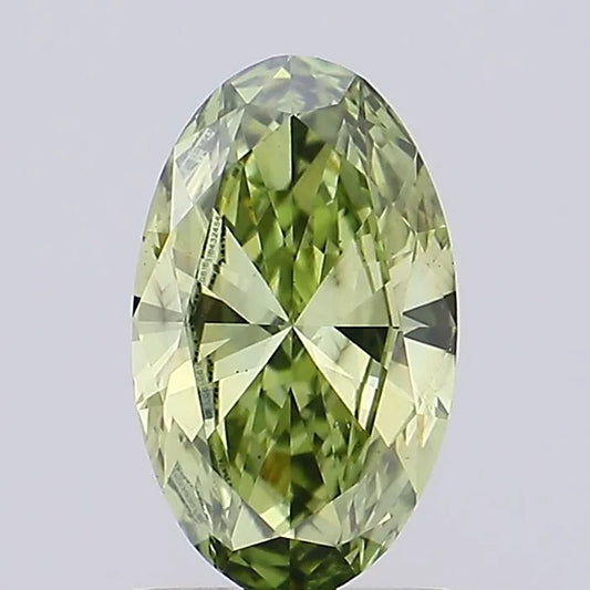 1.01ct Oval Lab Grown Diamond (Colour Fancy Vivid Green, Clarity VS2, IGI Certified)