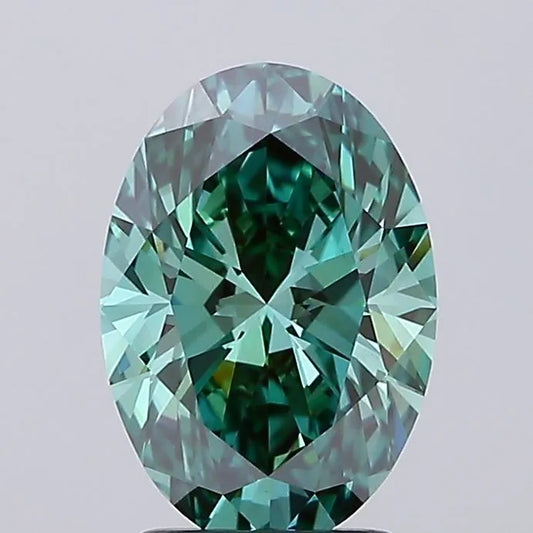 2.50ct Oval Lab Grown Diamond (Colour Fancy Vivid Green, Clarity VVS2, IGI Certified)
