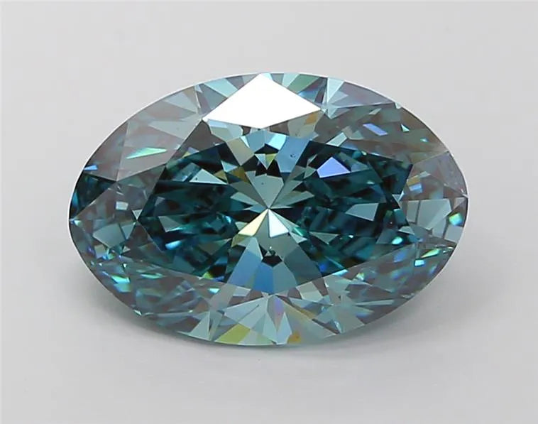5.03ct Oval Lab Grown Diamond (Colour Fancy Vivid Green Blue, Clarity VS1, IGI Certified)