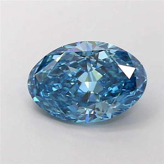 2.18ct Oval Lab Grown Diamond (Colour Fancy Vivid Blue, Clarity VVS2, IGI Certified)