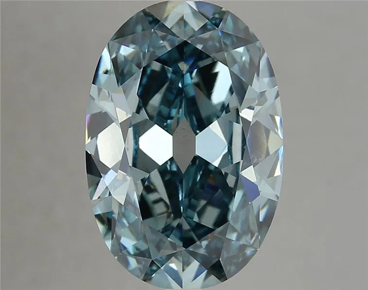 7.02ct Oval Lab Grown Diamond (Colour Fancy Vivid Green Blue, Clarity VS2, IGI Certified)