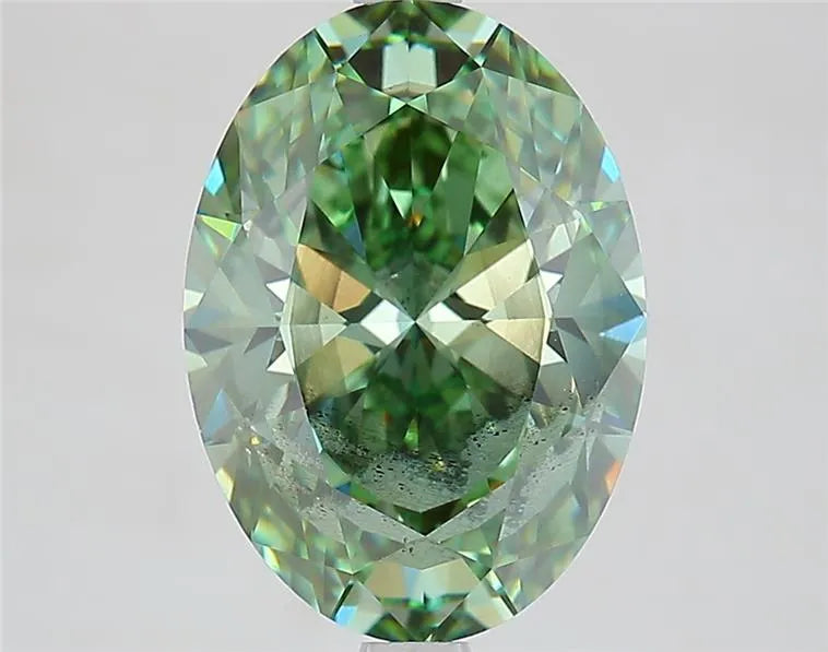 4.11ct Oval Lab Grown Diamond (Colour Fancy Vivid Green, Clarity I1, IGI Certified)