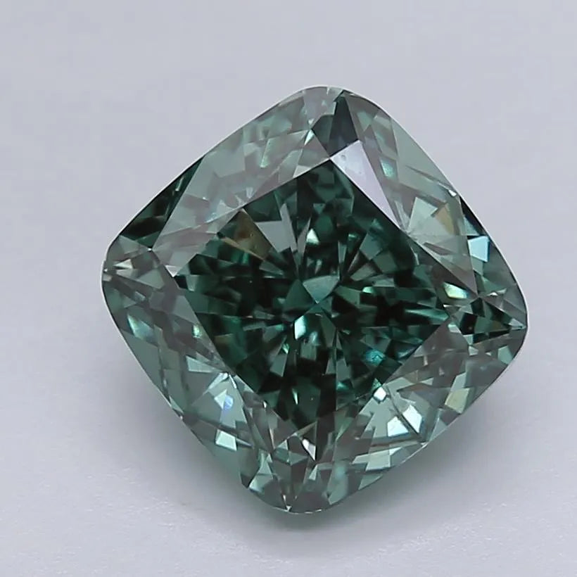 4.28ct Cushion brilliant Lab Grown Diamond (Colour Fancy Vivid Green, Clarity VS1, IGI Certified)