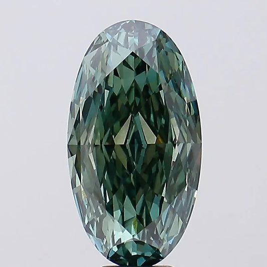 8.15ct Oval Lab Grown Diamond (Colour Fancy Vivid Gray Green, Clarity VVS2, IGI Certified)
