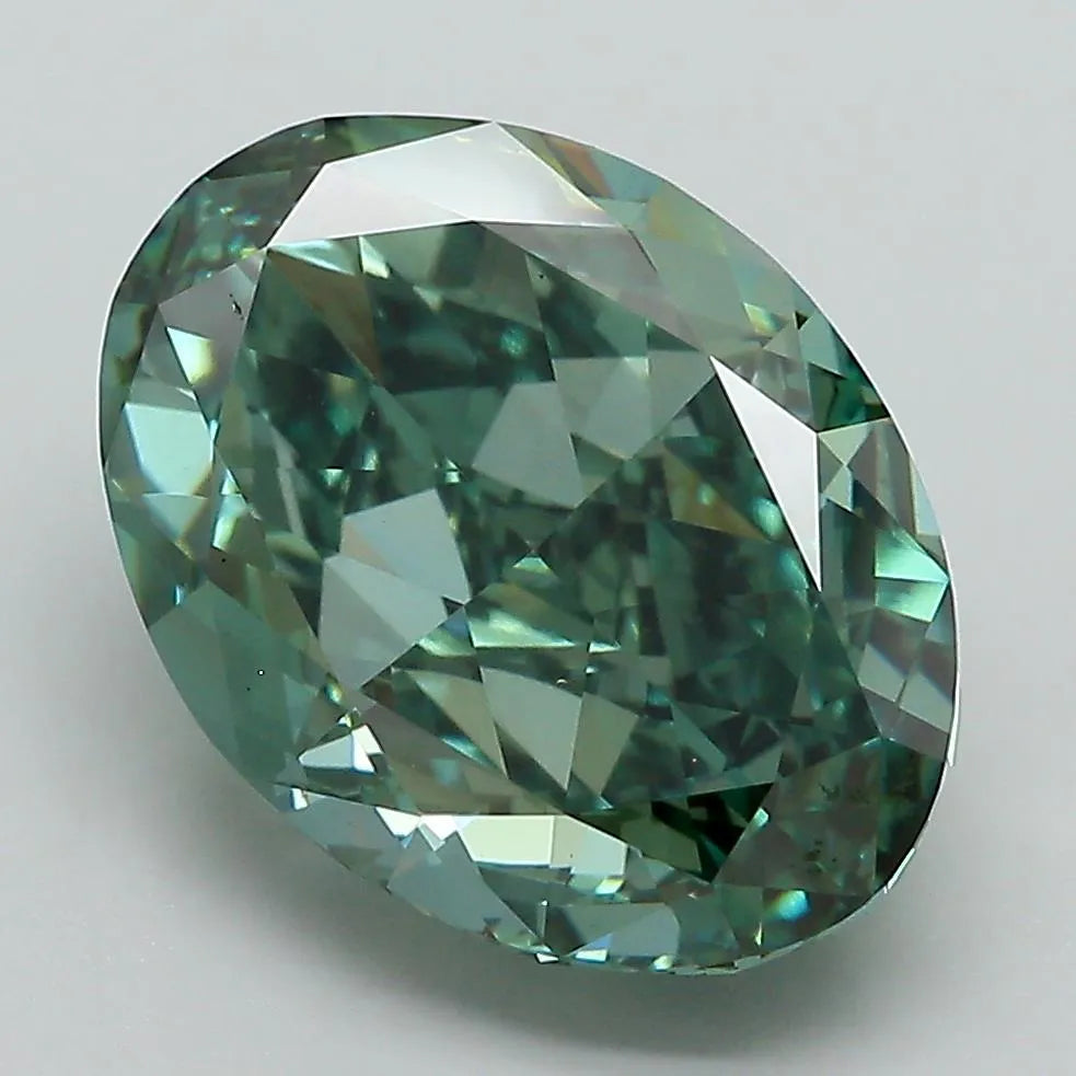5.70ct Oval Lab Grown Diamond (Colour Fancy Vivid Green, Clarity VVS2, IGI Certified)