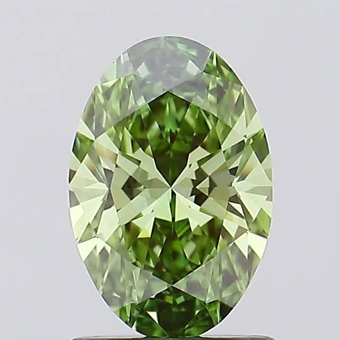 1.08ct Oval Lab Grown Diamond (Colour Fancy Vivid Green, Clarity VVS2, Cut GD, IGI Certified)