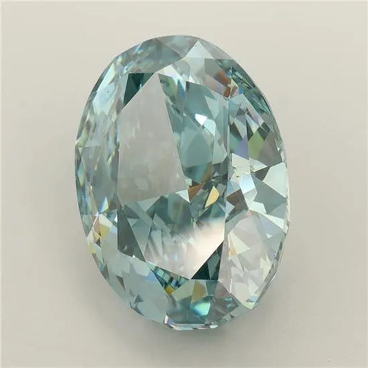 7.54ct Oval Lab Grown Diamond (Colour Fancy Vivid Green Blue, Clarity VS1, IGI Certified)