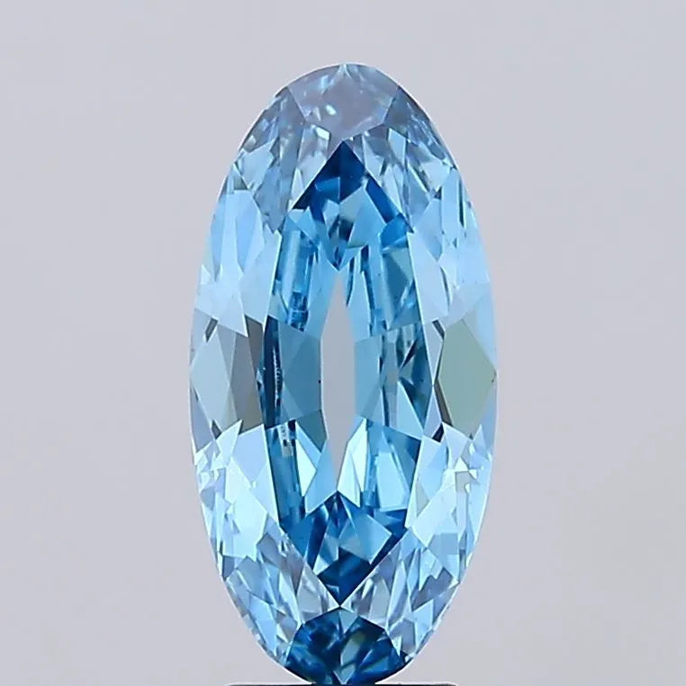 3.07ct Oval Lab Grown Diamond (Colour Fancy Vivid Blue, Clarity VS1, IGI Certified)