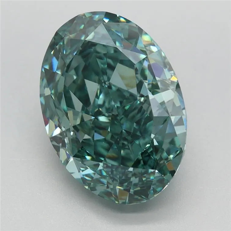 5.04ct Oval Lab Grown Diamond (Colour Fancy Vivid Green, Clarity VS1, IGI Certified)