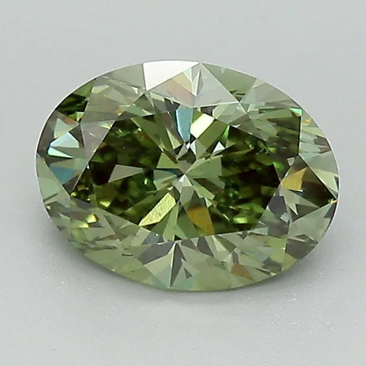 1.30ct Oval Lab Grown Diamond (Colour Fancy Vivid Green, Clarity VS1, IGI Certified)