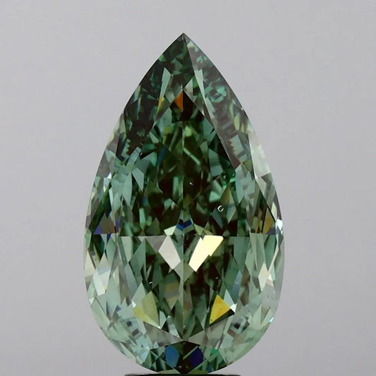 10.02ct Pear Lab Grown Diamond (Colour Fancy Vivid Green, Clarity VS2, IGI Certified)