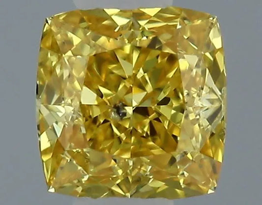 0.16ct Cushion brilliant Natural Diamond (Colour Fancy Vivid Orangey Yellow, Clarity I1, GIA Certified)