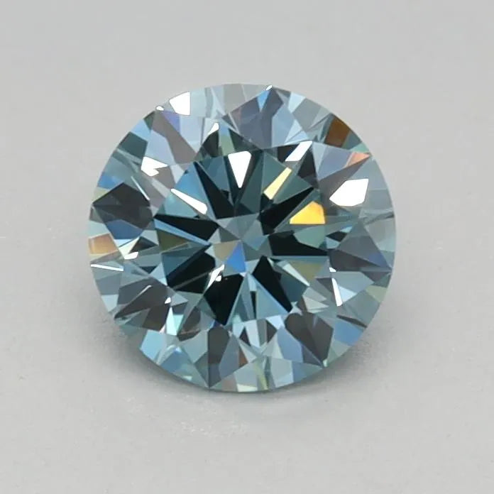 0.50ct Round Lab Grown Diamond (Colour Fancy Vivid Green Blue, Clarity VVS2, Cut ID, IGI Certified)