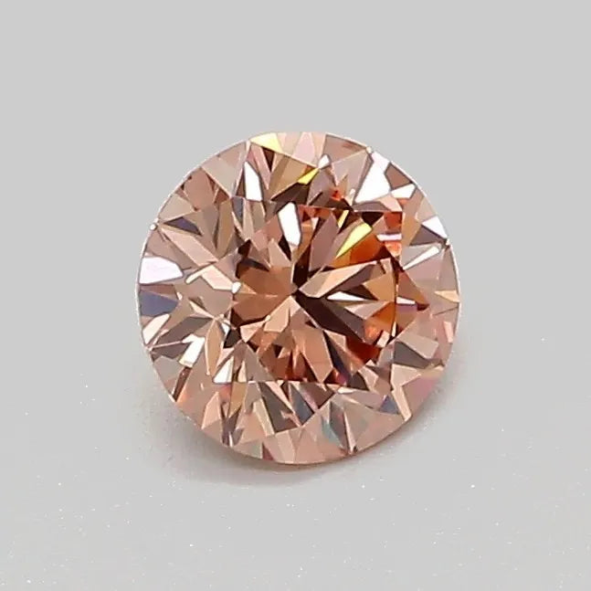 0.53ct Round Lab Grown Diamond (Colour Fancy Light Brown, Clarity VVS2, Cut EX, IGI Certified)