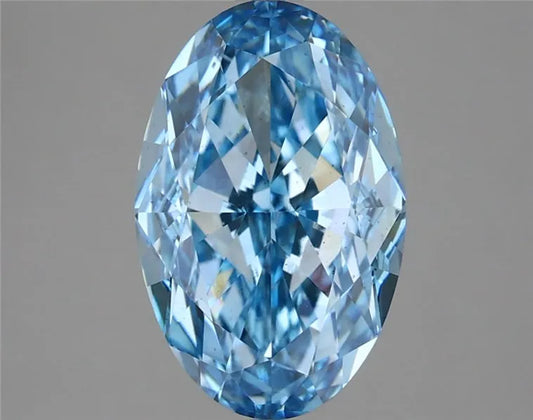 4.04ct Oval Lab Grown Diamond (Colour Fancy Vivid Blue, Clarity VS2, IGI Certified)