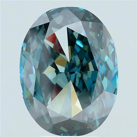6.35ct Oval Lab Grown Diamond (Colour Fancy Deep Greenish Blue, Clarity VS2, IGI Certified)