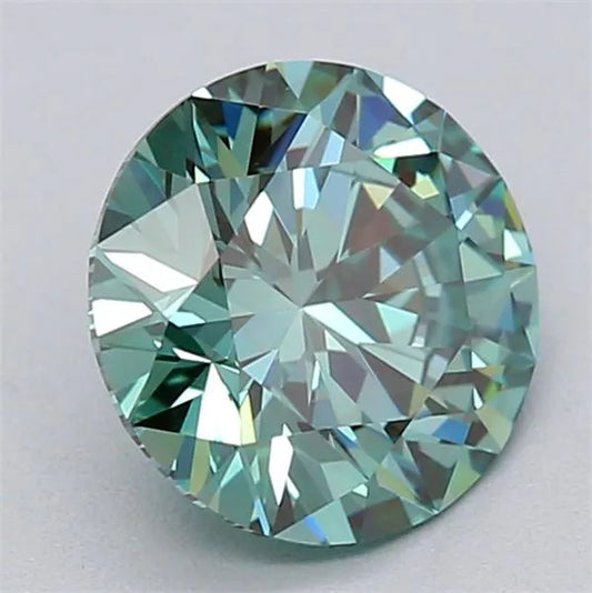 1.02ct Round Lab Grown Diamond (Colour Fancy Vivid Blueish Green, Clarity VVS2, Cut ID, IGI Certified)