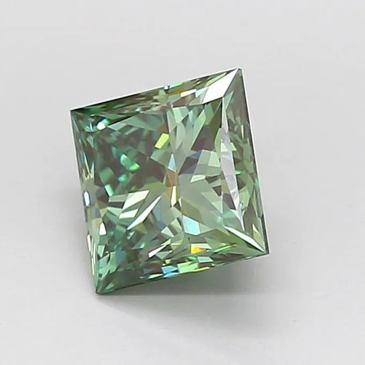 1.32ct Princess Lab Grown Diamond (Colour Fancy Vivid Green, Clarity VVS2, IGI Certified)