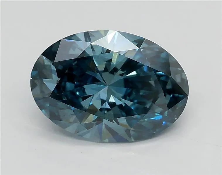 1.78ct Oval Lab Grown Diamond (Colour Fancy Vivid Greenish Blue, Clarity SI2, IGI Certified)