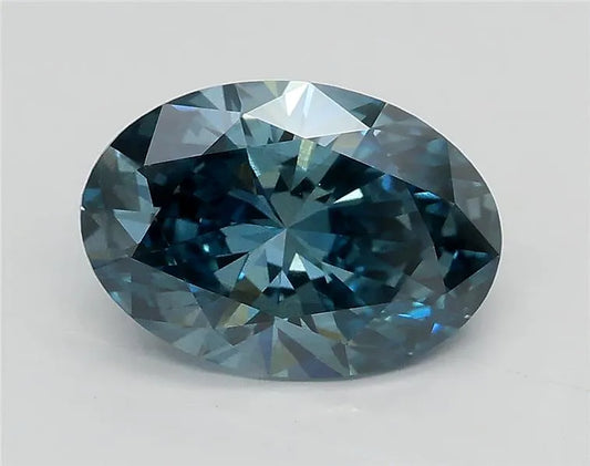 1.78ct Oval Lab Grown Diamond (Colour Fancy Vivid Greenish Blue, Clarity SI2, IGI Certified)