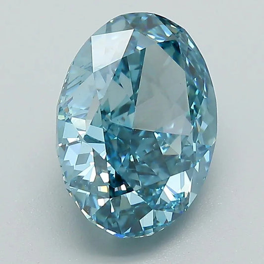 3.28ct Oval Lab Grown Diamond (Colour Fancy Vivid Blue, Clarity VVS2, IGI Certified)
