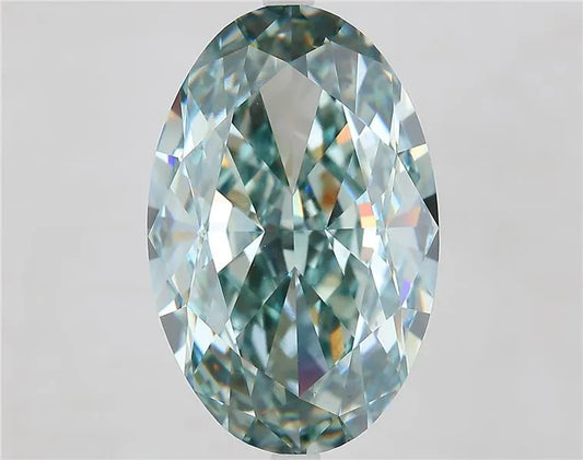 15.02ct Oval Lab Grown Diamond (Colour Fancy Intense Blue Green, Clarity VS1, IGI Certified)
