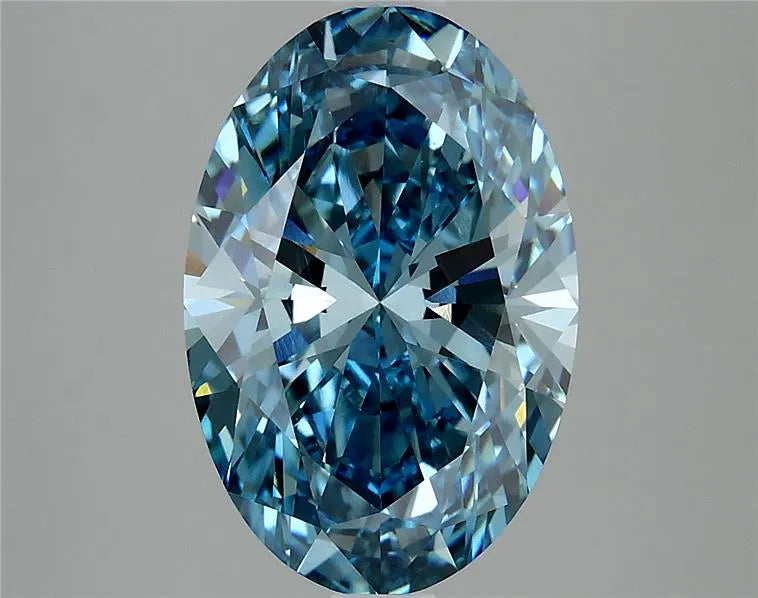 3.90ct Oval Lab Grown Diamond (Colour Fancy Vivid Blue, Clarity VS1, IGI Certified)