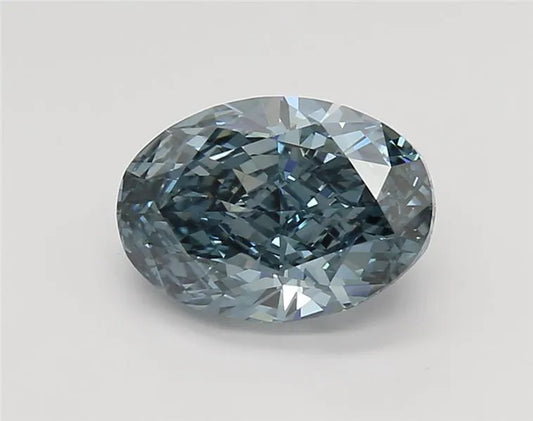 2.70ct Oval Lab Grown Diamond (Colour Fancy Vivid Blue, Clarity VVS2, IGI Certified)