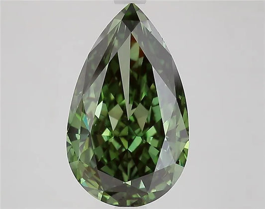 4.59ct Pear Lab Grown Diamond (Colour Fancy Vivid Green, Clarity VVS2, IGI Certified)