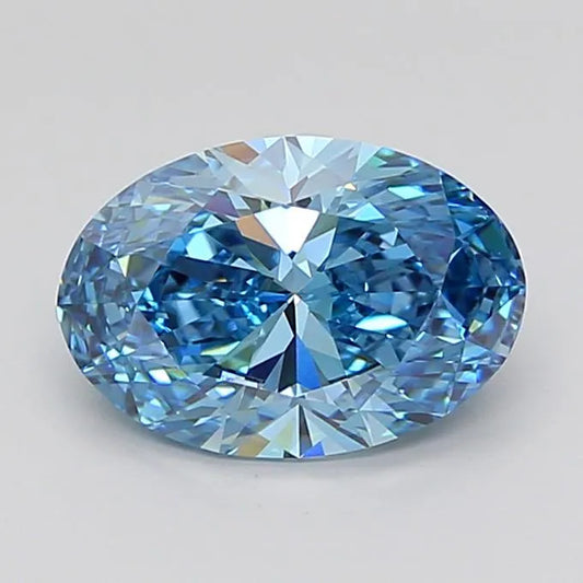 3.14ct Oval Lab Grown Diamond (Colour Fancy Vivid Blue, Clarity VS1, IGI Certified)