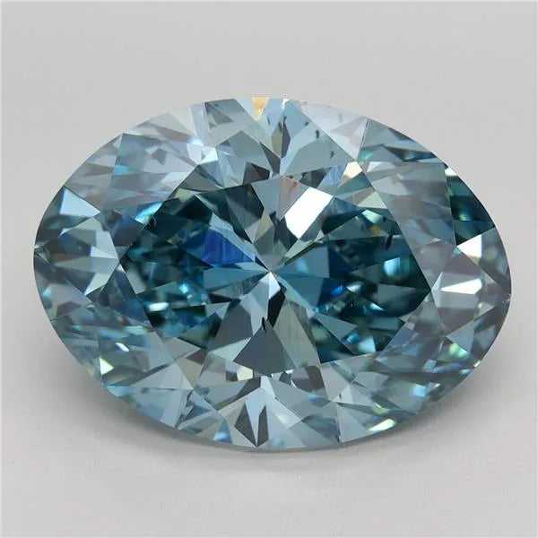 6.08ct Oval Lab Grown Diamond (Colour Fancy Vivid Blue, Clarity VS2, IGI Certified)