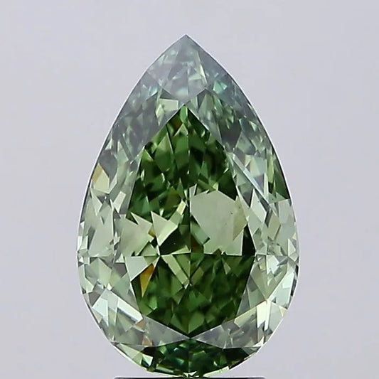 4.11ct Pear Lab Grown Diamond (Colour Fancy Vivid Green, Clarity VVS2, Cut GD, IGI Certified)