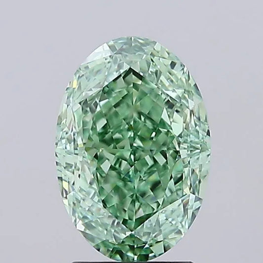 2.71ct Oval Lab Grown Diamond (Colour Fancy Vivid Green, Clarity VVS1, IGI Certified)