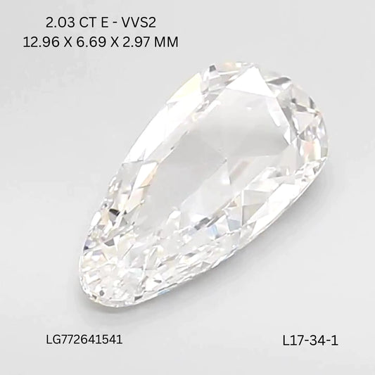 2.03ct Pear Lab Grown Diamond (Colour E, Clarity VVS2, IGI Certified)