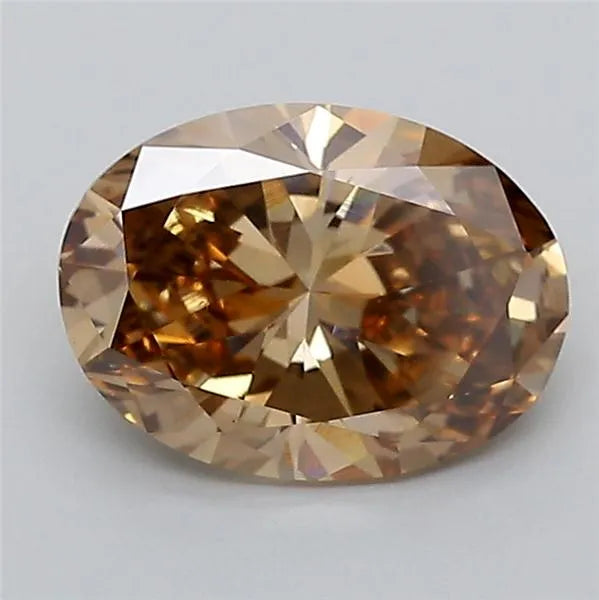 2.14ct Oval Lab Grown Diamond (Colour Fancy Light Brown, Clarity VS2, IGI Certified)