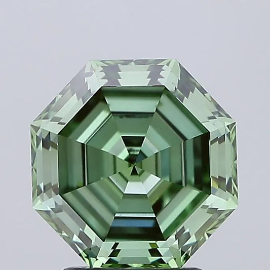2.42ct Octagonal Lab Grown Diamond (Colour Fancy Vivid Green, Clarity VVS2, IGI Certified)