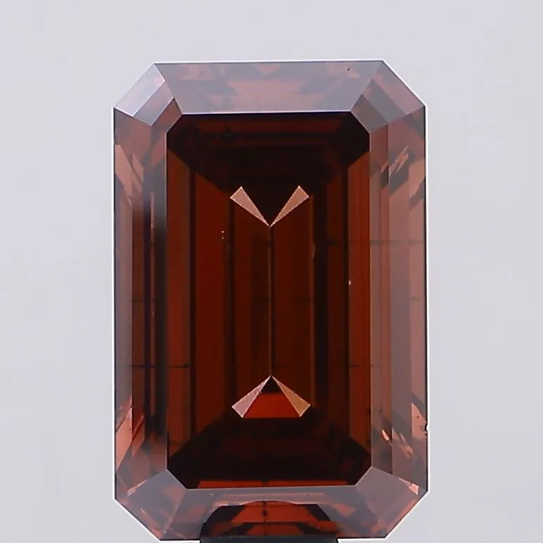 25.07ct Emerald Lab Grown Diamond (Colour Fancy Pinkish Brown, Clarity SI1, IGI Certified)