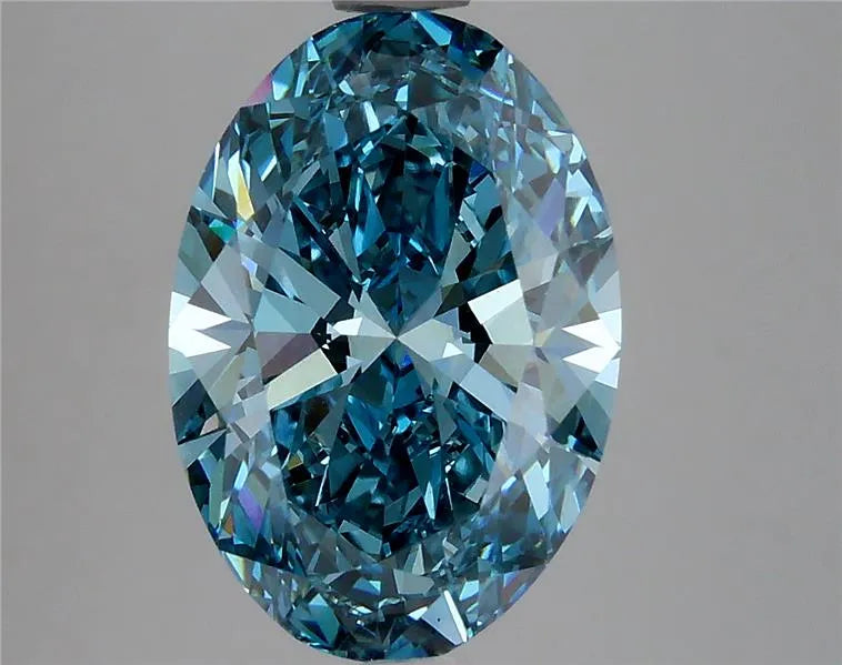 3.80ct Oval Lab Grown Diamond (Colour Fancy Vivid Blue, Clarity VS1, IGI Certified)