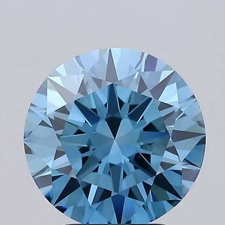 3.01ct Round Lab Grown Diamond (Colour Fancy Vivid Blue, Clarity VS1, Cut EX, IGI Certified)