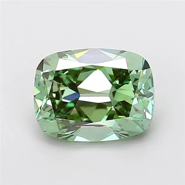 3.05ct Cushion brilliant Lab Grown Diamond (Colour Fancy Vivid Green, Clarity VS2, IGI Certified)