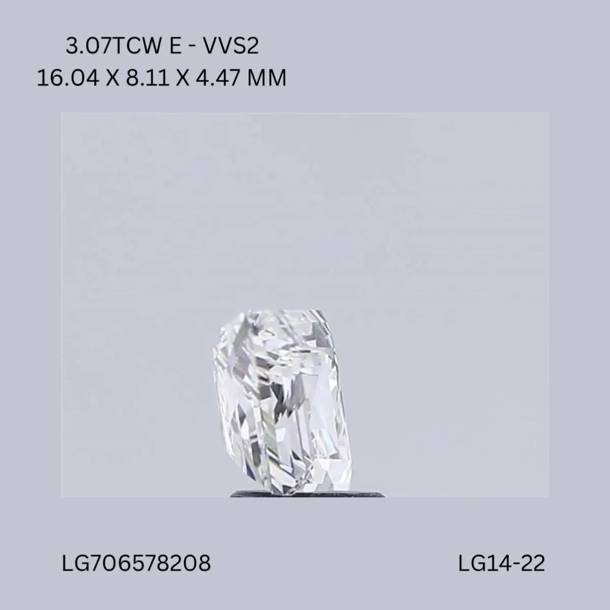 3.07ct Lozenge Lab Grown Diamond (Colour E, Clarity VVS2, IGI Certified)